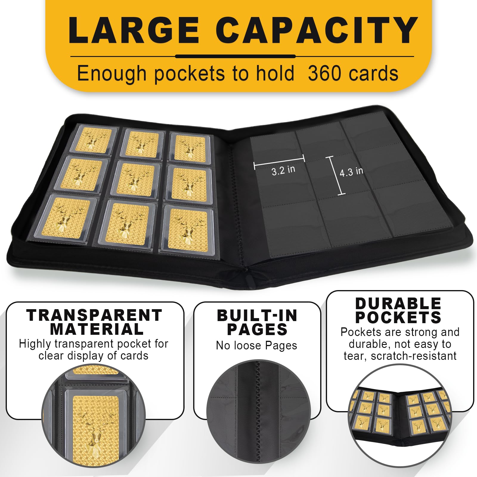 Aokna Toploader Binder features a silicone zipper for secure closure.