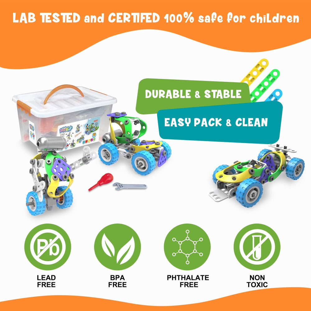 Aolew 107Pcs motorized erector car-truck model promotes mechanical thinking.