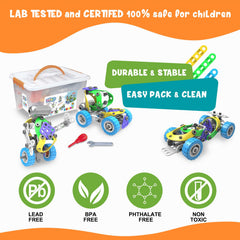Aolew 107Pcs motorized erector car-truck model promotes mechanical thinking.