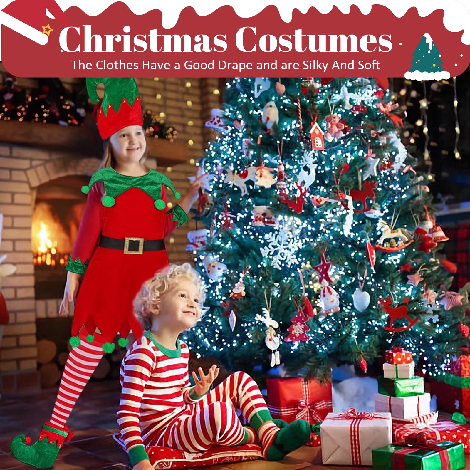 AOLIUP red and white striped stockings add warmth and festive color.