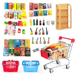 AONEFUN metal dollhouse grocery cart for durable play and dioramas