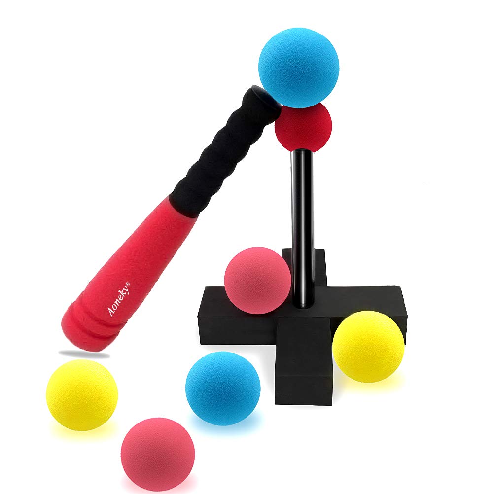 Aoneky Mini Foam Tball Set bat with foam grip, easy to hold for toddlers.