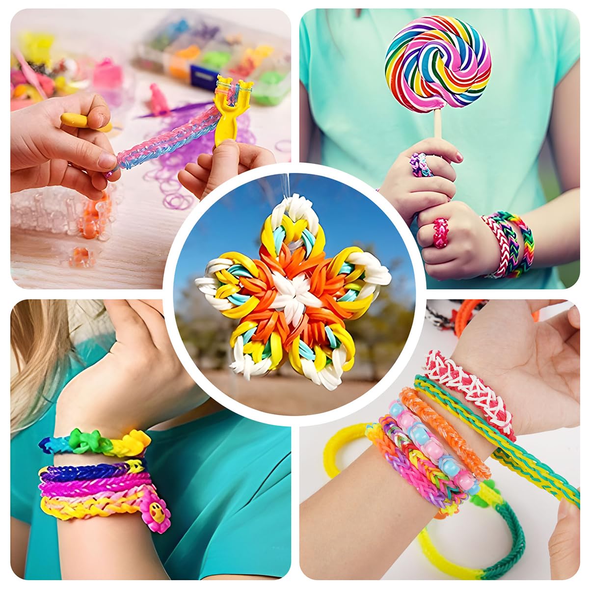 AooeDomi 28-color loom bands for vibrant kid-friendly designs.