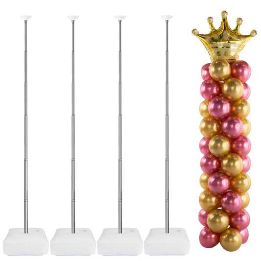 AooeDomi balloon column kit with four telescopic poles ready for quick setup.