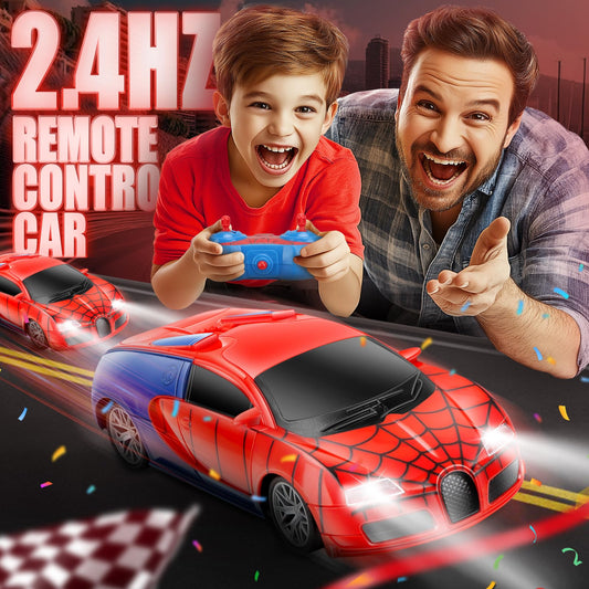 Aooess Spider RC Car red side view shows compact size for small hands