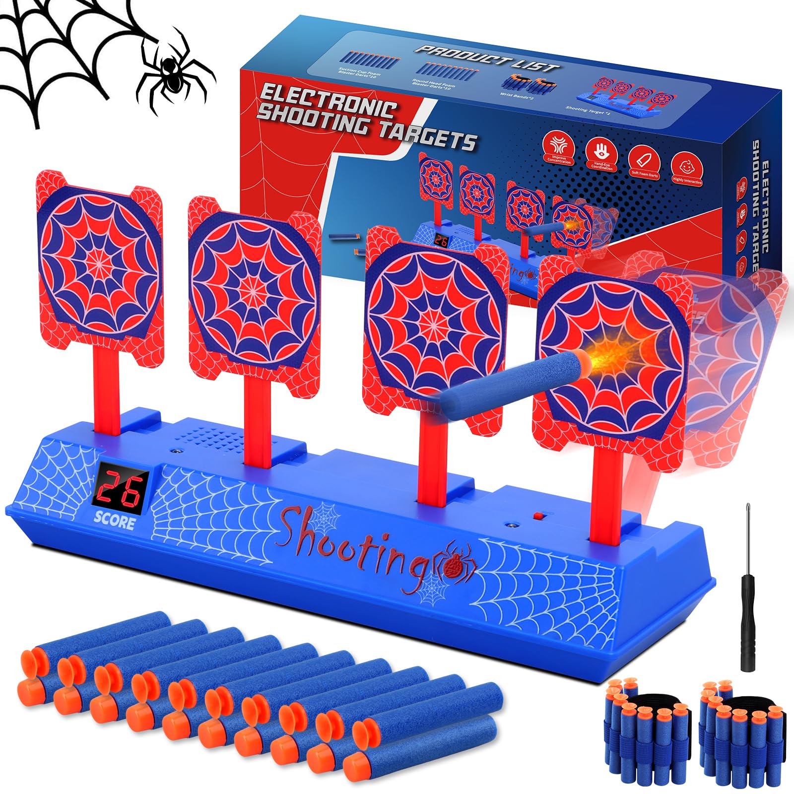Aooess Spider shooting targets front view for safe indoor practice.