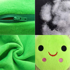 AOQI plush peas in pod close-up showing soft texture.