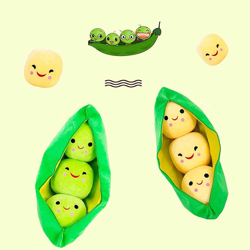 AOQI peas-in-a-pod plush toy demonstrating detachable peas.