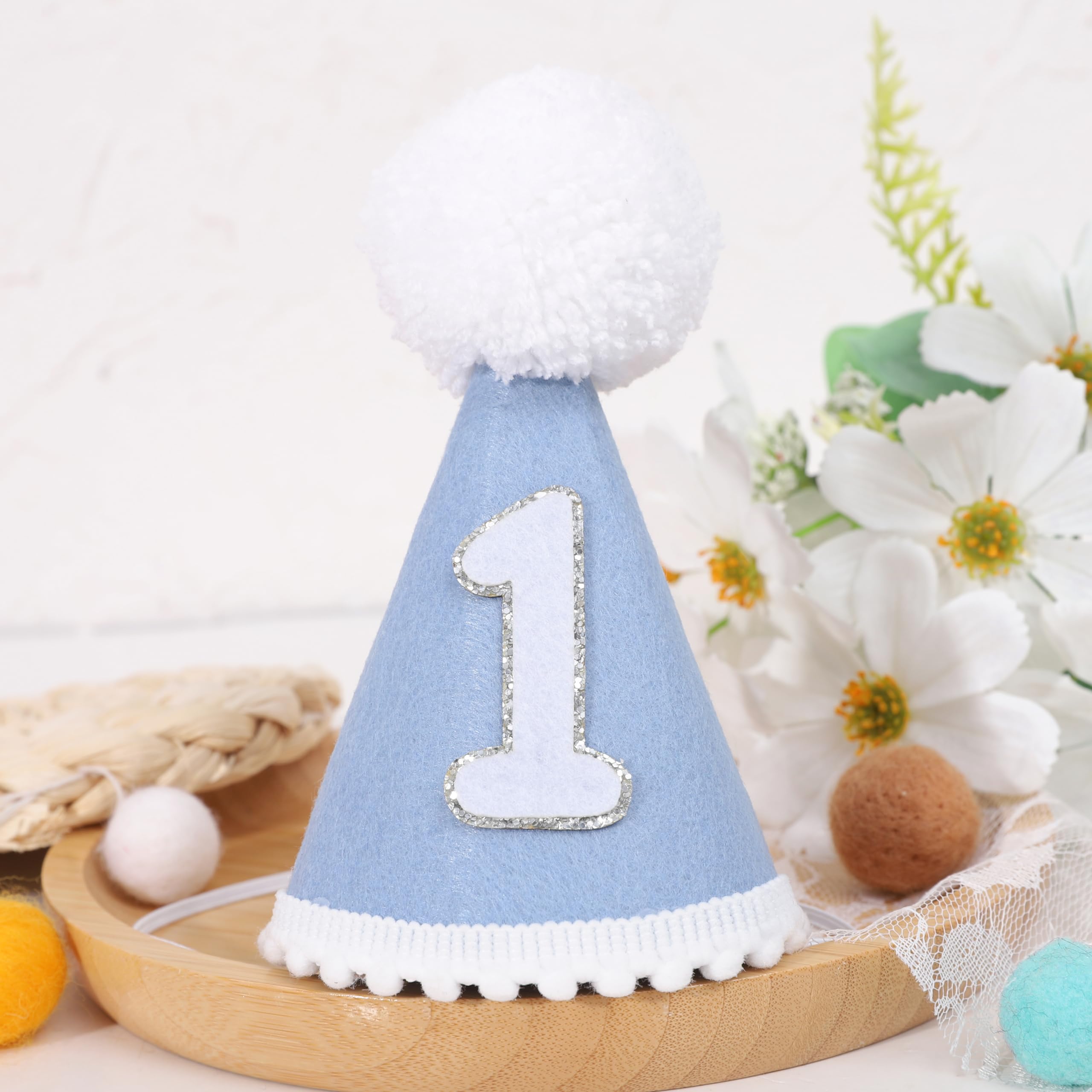 AOQURE birthday hat with soft elastic-band, gentle fit for tiny heads.