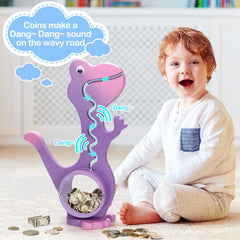 AORCMITN dino piggy bank wooden-body showcases sturdy craftsmanship.