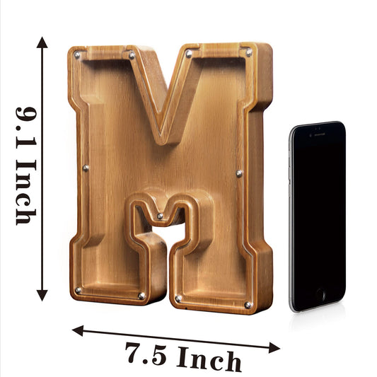 AORCMITN piggy bank side view demonstrates size and sturdy design for growing savers