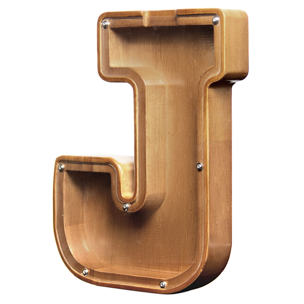 AORCMITN large wooden letter coin bank with transparent window for easy saving.