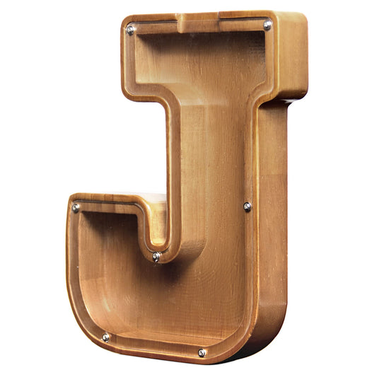 AORCMITN large wooden letter coin bank with transparent window for easy saving.