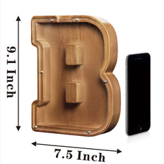 AORCMITN pine wood bank with clear window for easy tracking of coins.