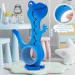 AORCMITN wooden dinosaur piggy bank clear belly shows coins as savings grow.