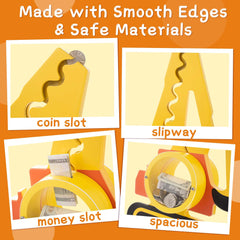 AORCMITN wooden excavator piggy bank coin-entry mouth for easy deposits.