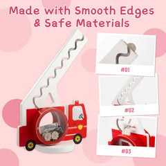 AORCMITN wooden fire truck piggy bank transparent belly for visual savings tracking