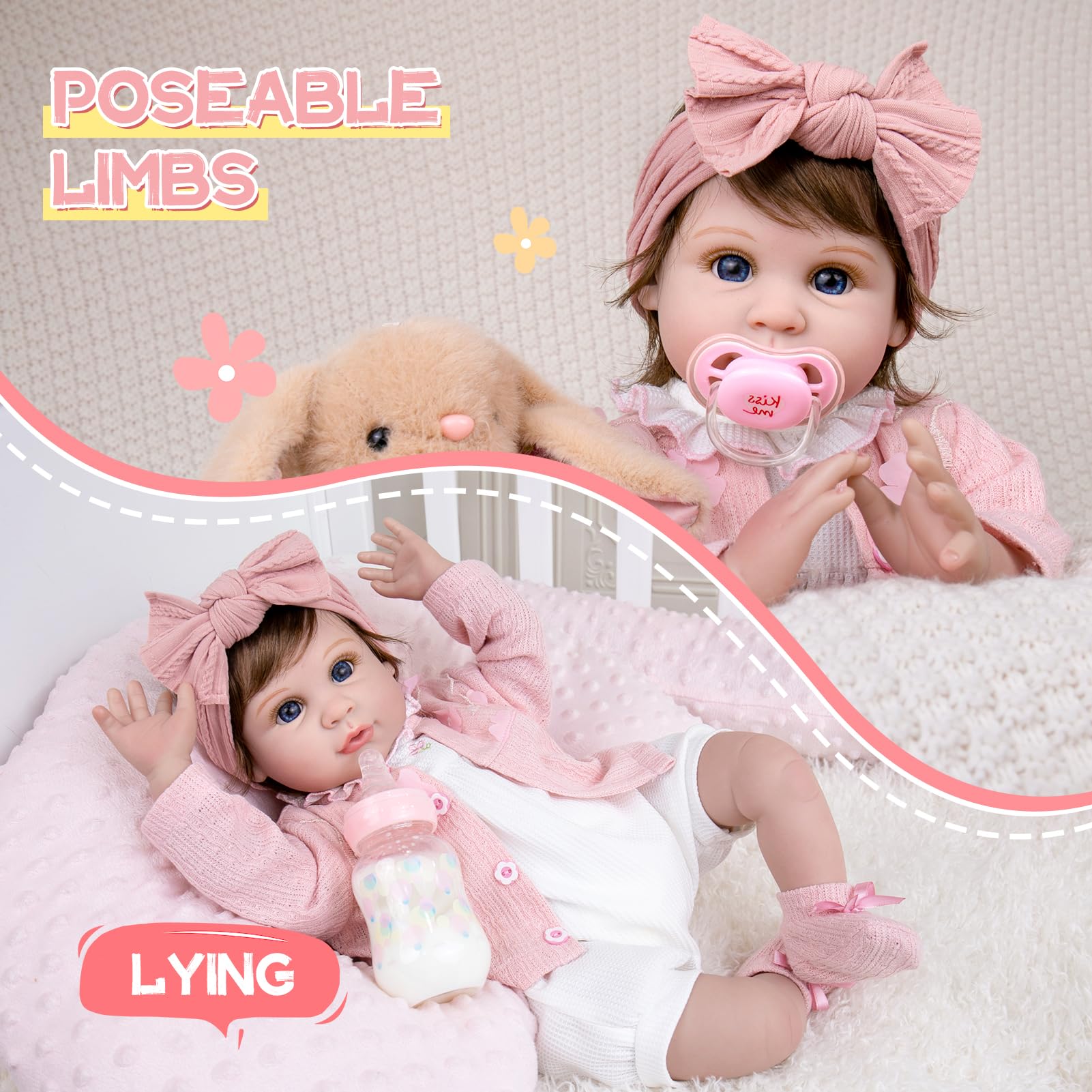 Aori 22 inch reborn doll with poseable limbs for easy dressing and play