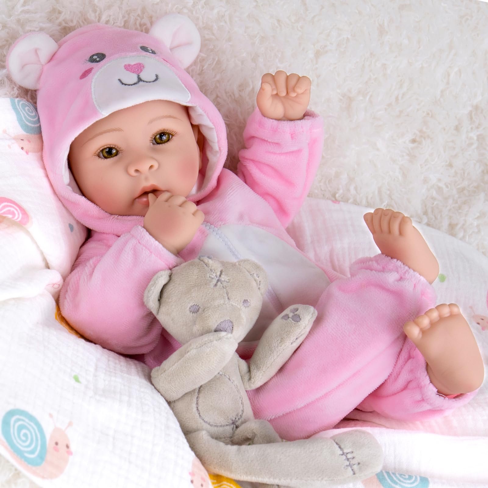 Aori 17-inch doll face with lifelike features for nurturing play