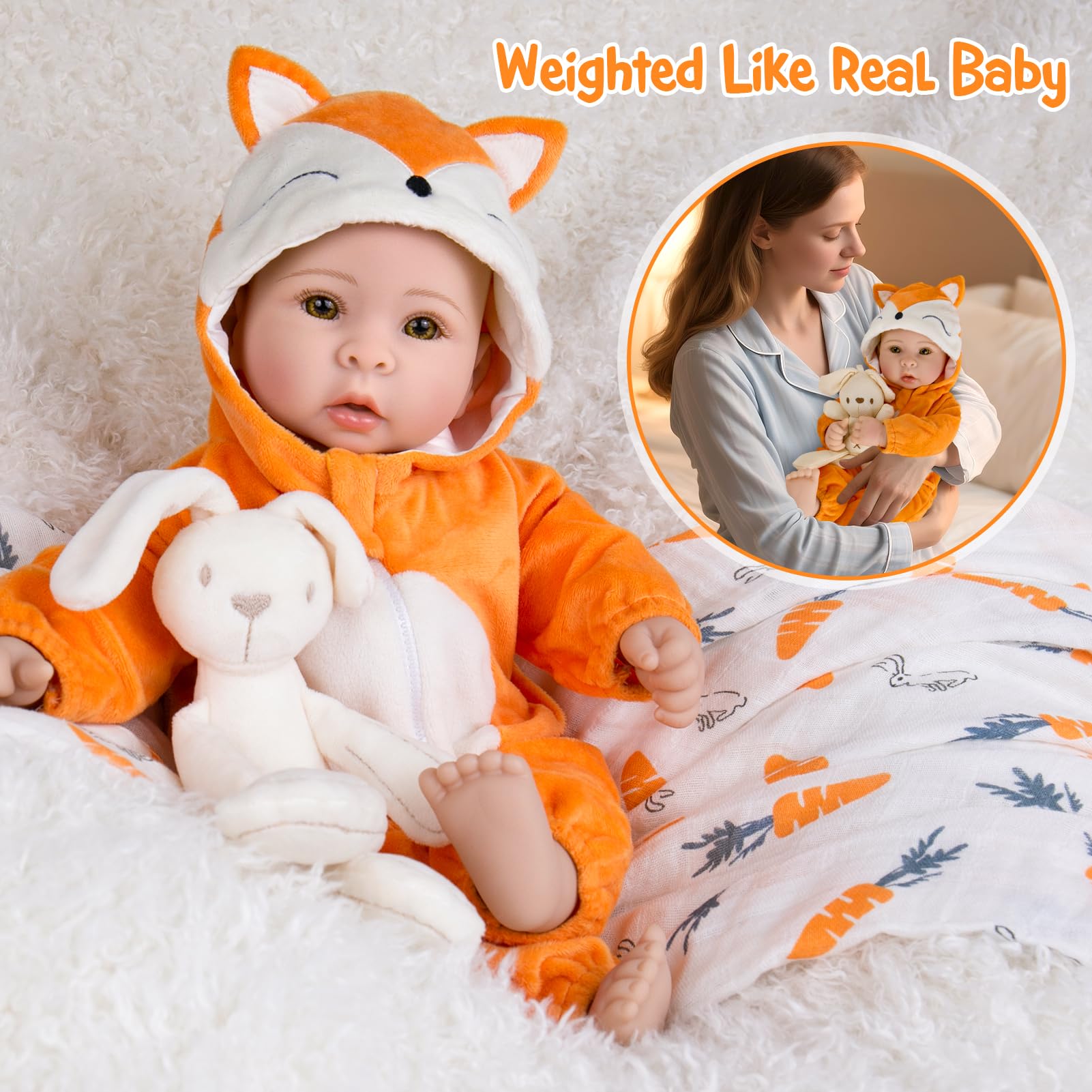 Aori doll highlights premium hybrid construction for realism and softness.