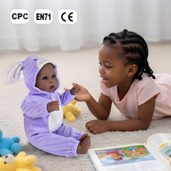 Aori Black Baby Doll has a huggable, soft body for imaginative cuddling.