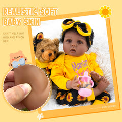 Aori black doll with hand-applied curls and long lashes
