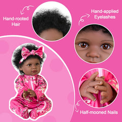 Aori Black Reborn Baby Doll cuddly hug companion for comforting playtimes.