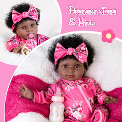 Aori Black Reborn Baby Doll dress-up ready outfits invite imaginative fashion.