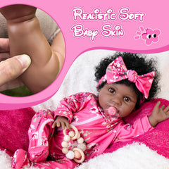 Aori Black Reborn Baby Doll eyelash detail enhances an authentic gaze.