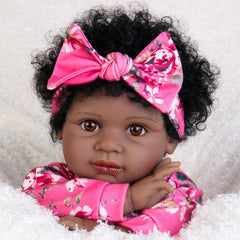 Aori Black Reborn Baby Doll rosy cheeks highlight warm nurturing moments.