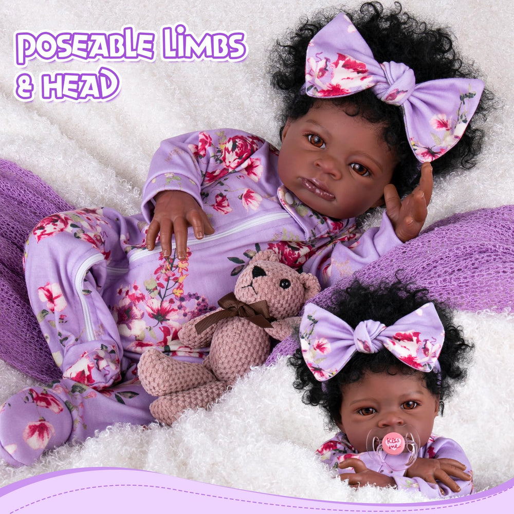 Aori Black Reborn Girl doll on nursery display for decorative charm