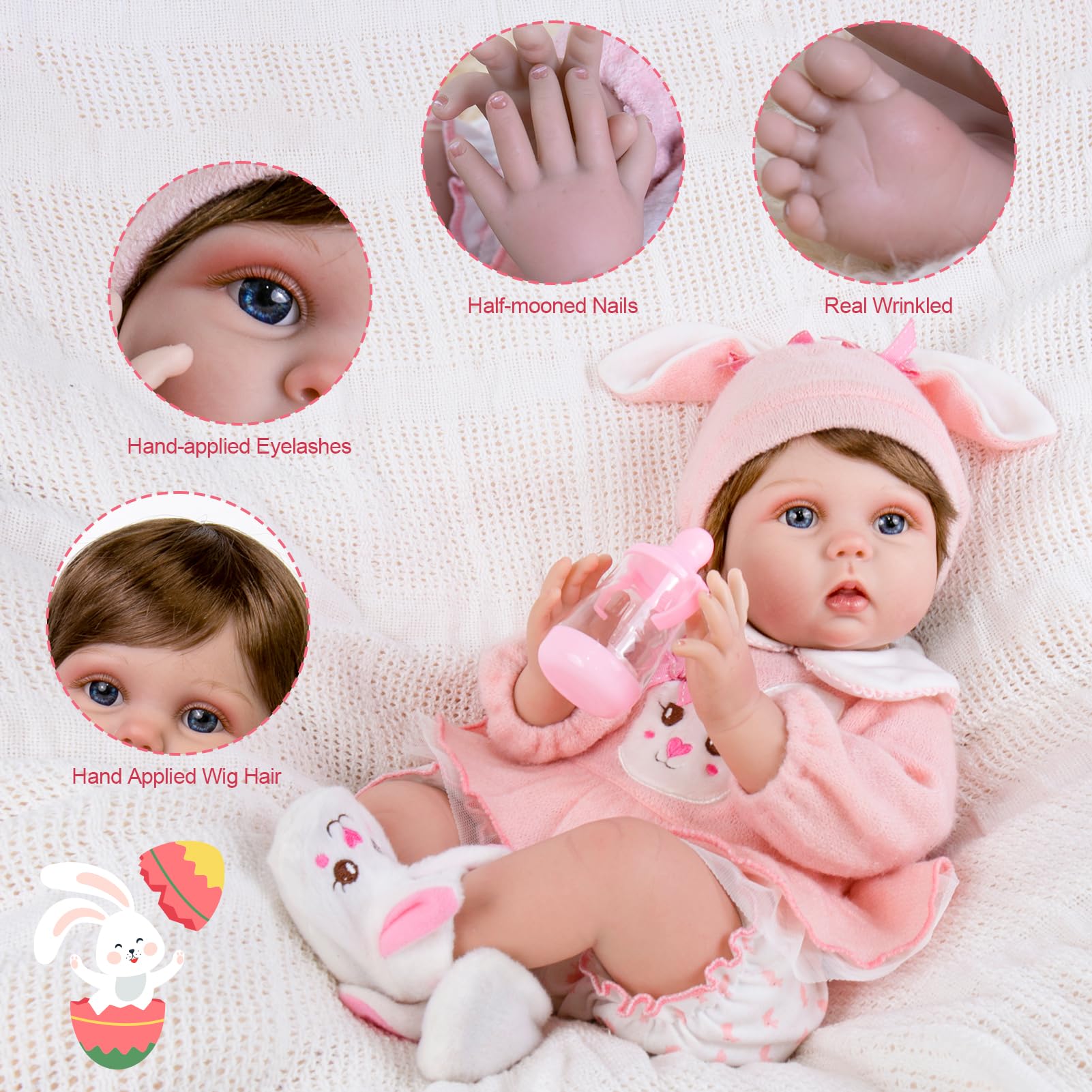 Aori reborn doll in bunny outfit highlights dress-up and role-play possibilities.