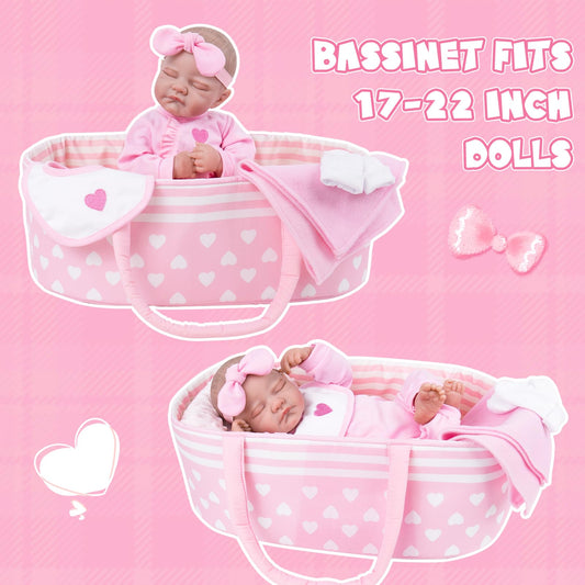 Aori doll carrier bed with pink handle, easy to carry during playtime.