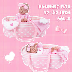 Aori doll carrier bed with pink handle, easy to carry during playtime.