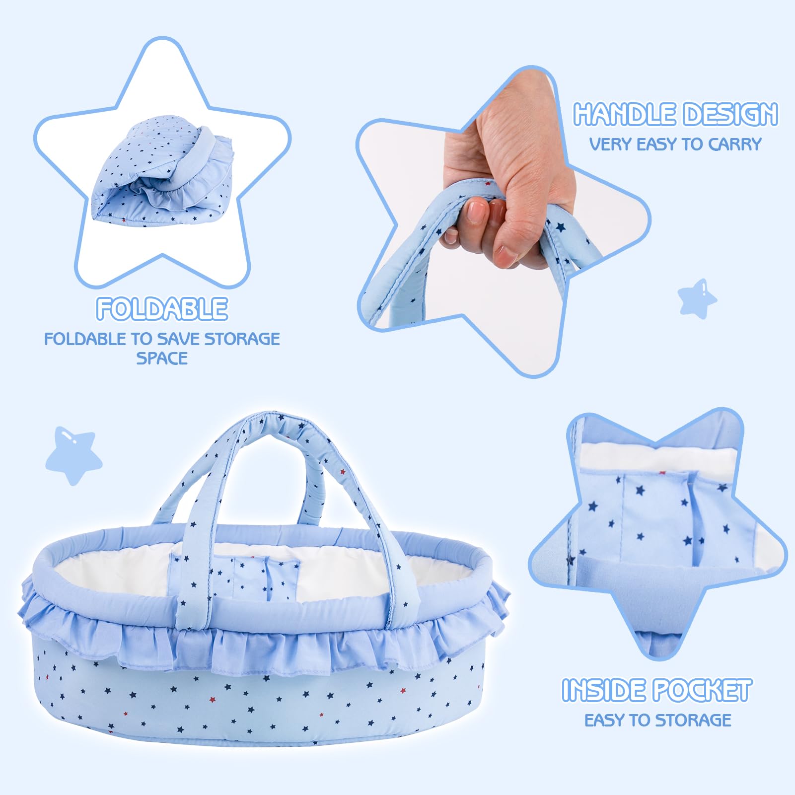 Aori blue jumpsuit for dolls, easy to dress