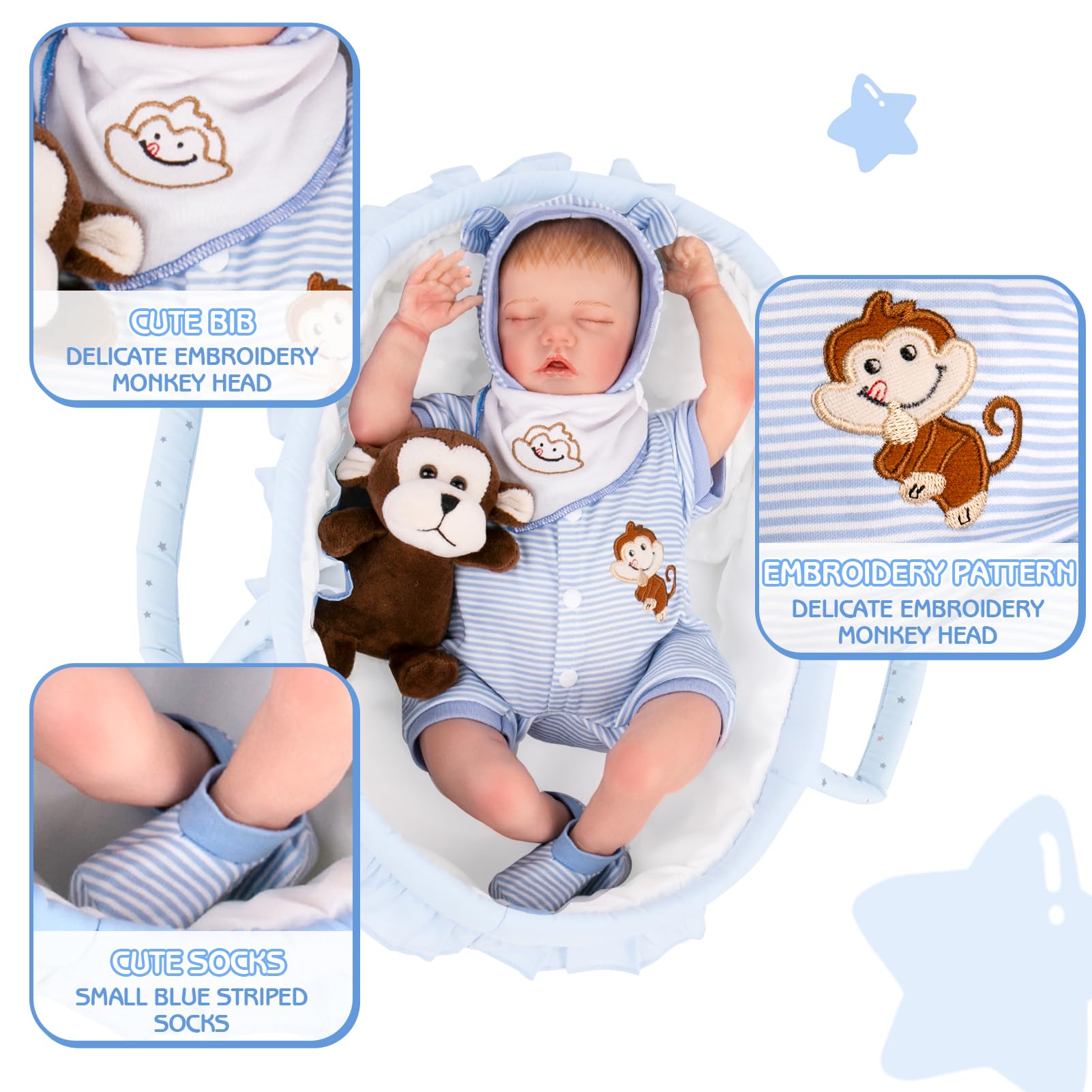 Aori blue doll shirt, soft fabric for daily play
