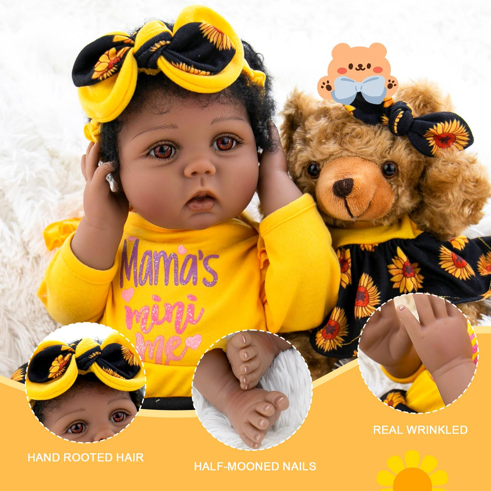 Aori doll in yellow sunflower outfit for bright styling