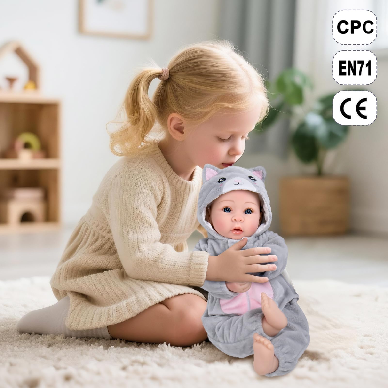 Aori lifelike baby doll with soft durable body for cuddling and posing