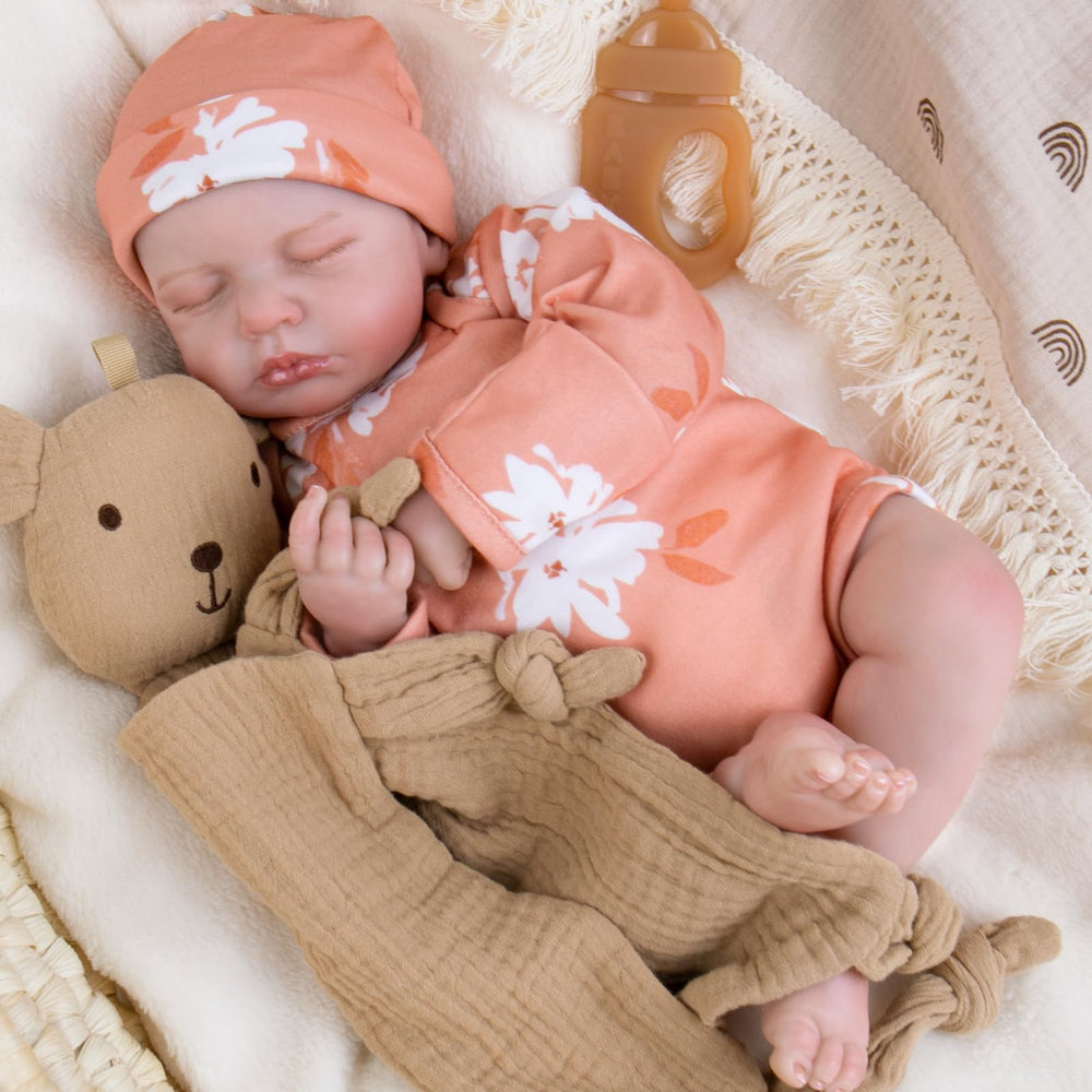 Aori reborn doll hair and lashes for a realistic newborn look.