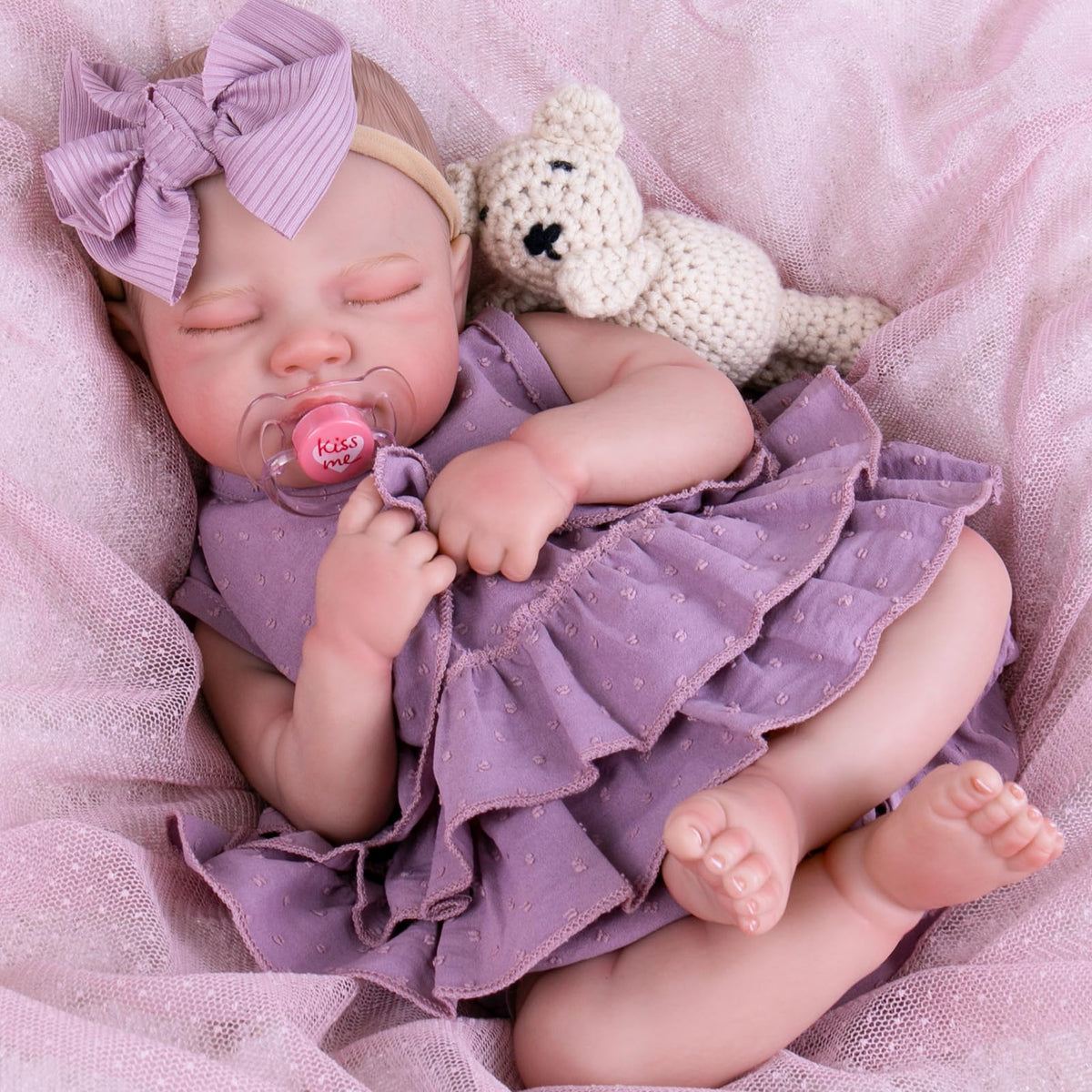 Aori lifelike reborn baby doll, 20 inch, ready for display and play.