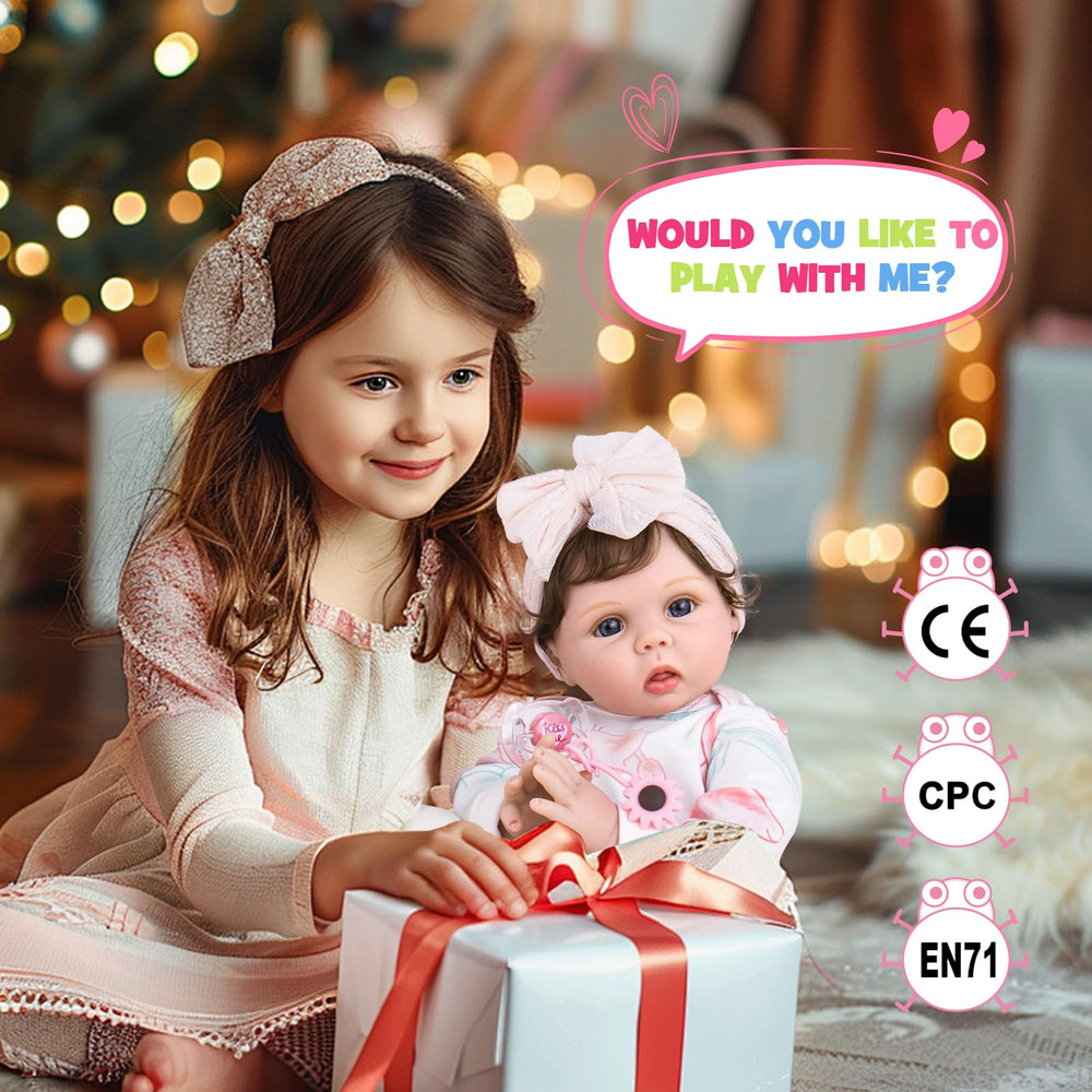 Aori newborn baby doll with weighted limbs ideal for storytelling and role-play.