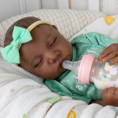 Aori reborn doll showing hand-rooted eyelashes for natural detail during pretend play