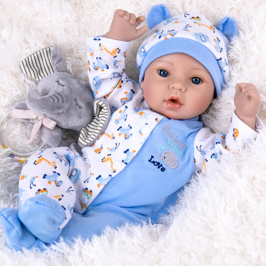Aori Reborn baby boy 18 inch face closeup showing lifelike eyes for imaginative play