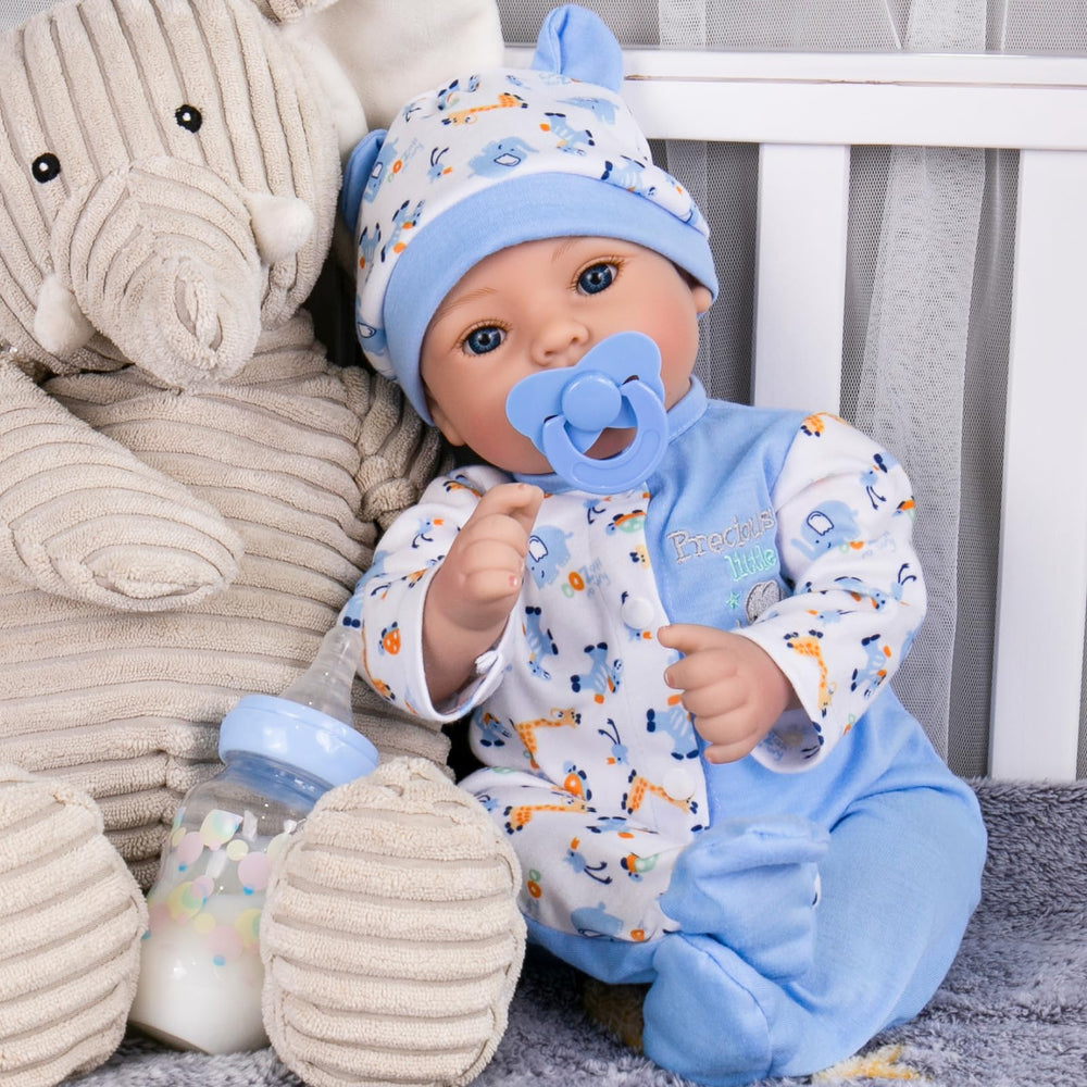 Aori Reborn baby boy blue onesie set ready for snuggly role play moments