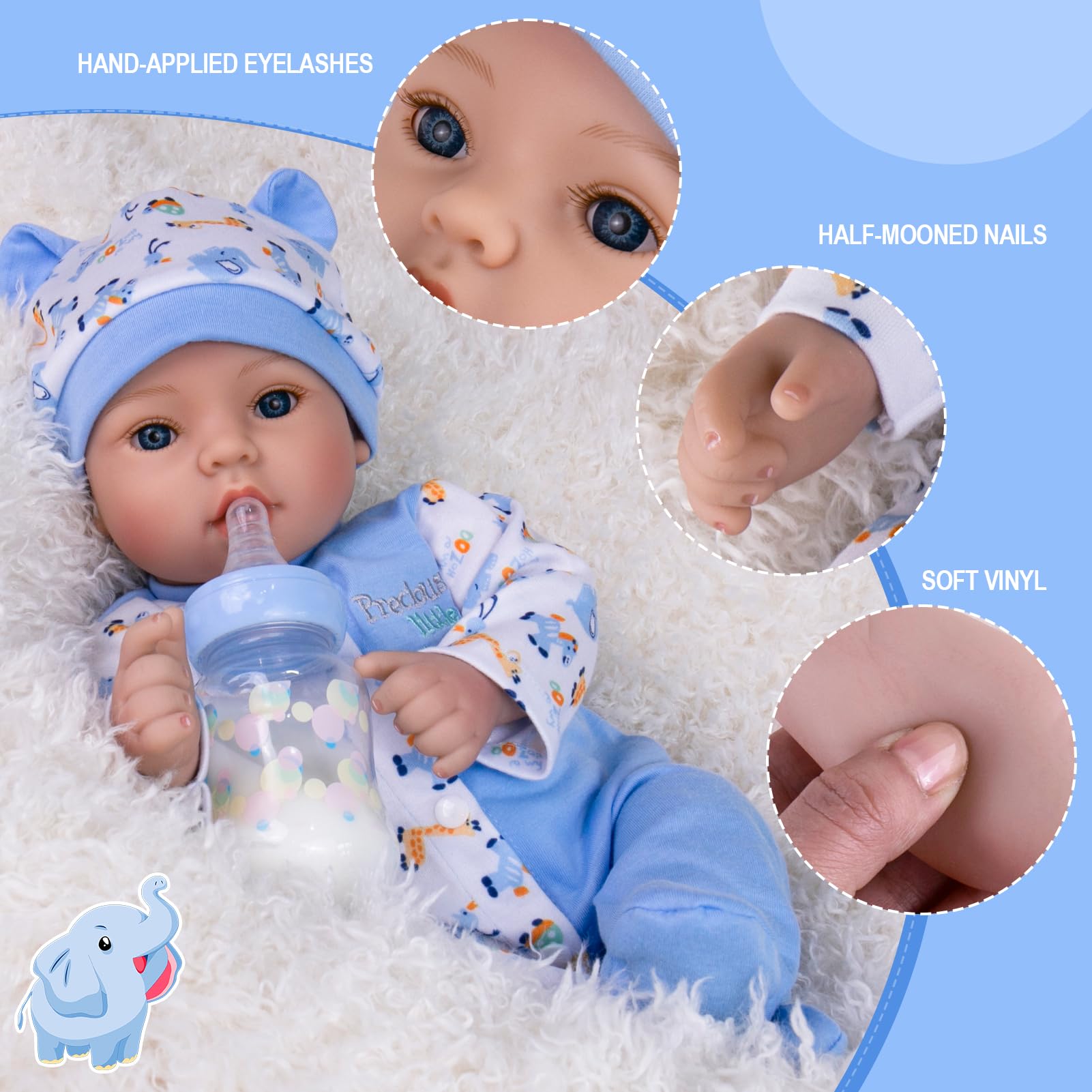 Aori Reborn baby boy diaper bottle pacifier support nurturing play