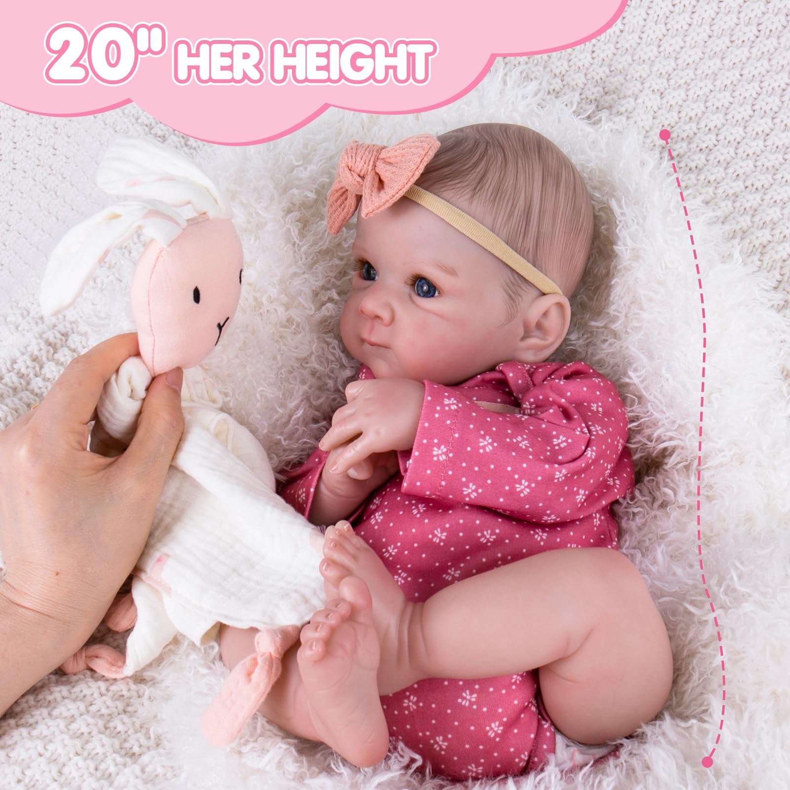 Aori Reborn Baby Doll Girl with nursing bottle and magnetic pacifier for nurturing play.