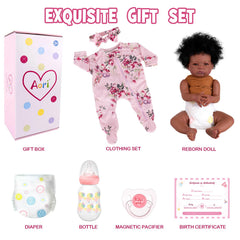 Aori Reborn Baby Doll Black 20-inch gift set ready for gifting