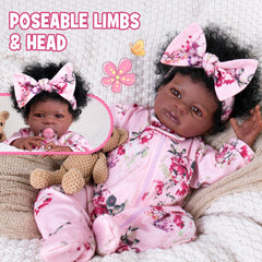 Aori Reborn Baby Doll Black 20-inch skin texture emphasizes soft vinyl realism