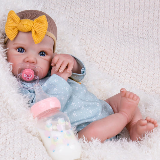 Aori Reborn Baby Doll Girl with blue eyes for lifelike gaze and companionship