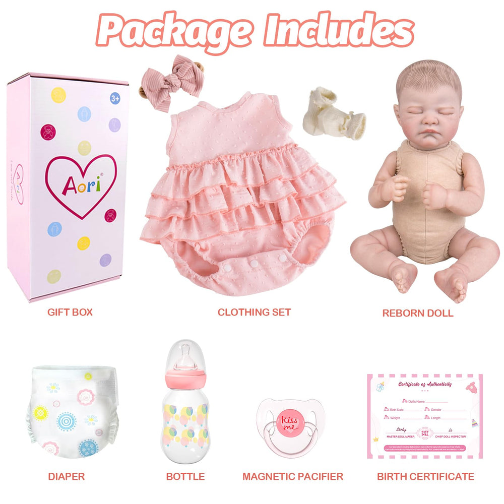 Aori Reborn baby doll nursing bottle and pacifier for pretend feeding moments